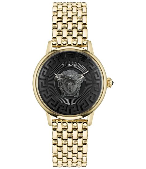 Versace Women's Medusa Heritage Analog Gold Toned Black 